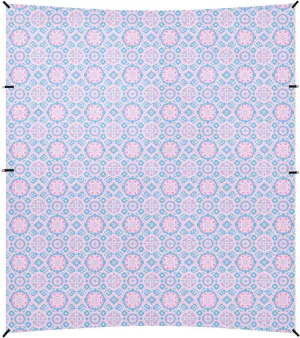 Boho Pink Blue Vintage Flowers Beach Canopy UPF50  Easy Setup Portable Sun Shelter with Sand Shovel for Camping, Picnics, Backyard