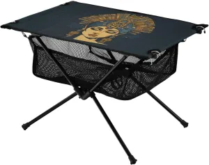 Bolaz Outdoor Folding Portable Picnic Camping Table-Egypt Woman Pattern4,Storage Mesh for Camping Gear Accessories, Hiking, Mountaineering, Outdoor Travel