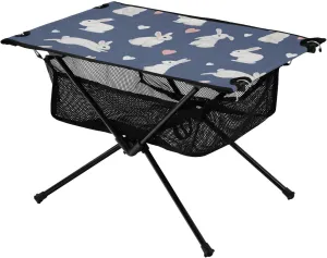 Bolaz Outdoor Folding Portable Picnic Camping Table-Rabbits Hearts,Storage Mesh for Camping Gear Accessories, Hiking, Mountaineering, Outdoor Travel