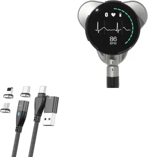BoxWave Cable Compatible with EKO CORE 500 - MagnetoSnap PD AllCharge Cable (100W), Magnet Charging Braided USB Type-C Micro - Jet Black