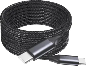 BoxWave Cable Compatible with Exped Mega Pump - DirectSync PD Cable (10ft) - USB-C to USB-C (100W), Long Type C Braided Nylon Alloy Fast Charge - Jet Black