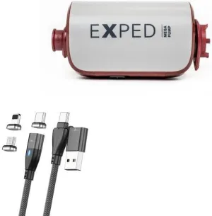BoxWave Cable Compatible with Exped Mega Pump - MagnetoSnap PD AllCharge Cable (100W), Magnet Charging Braided USB Type-C Micro - Jet Black