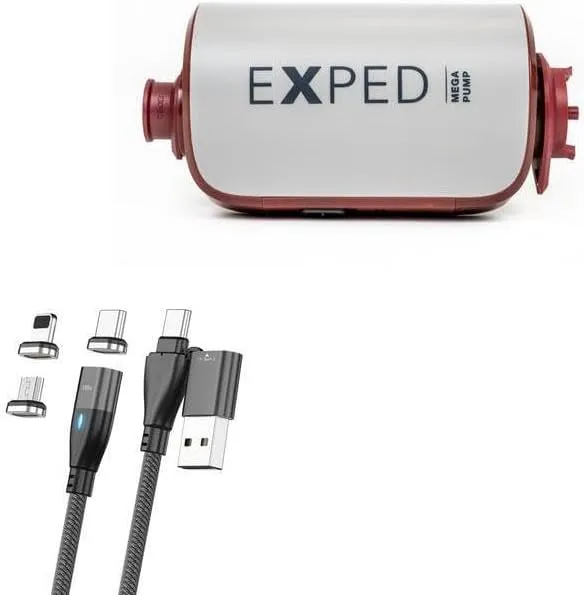BoxWave Cable Compatible with Exped Mega Pump - MagnetoSnap PD AllCharge Cable (100W), Magnet Charging Braided USB Type-C Micro - Jet Black