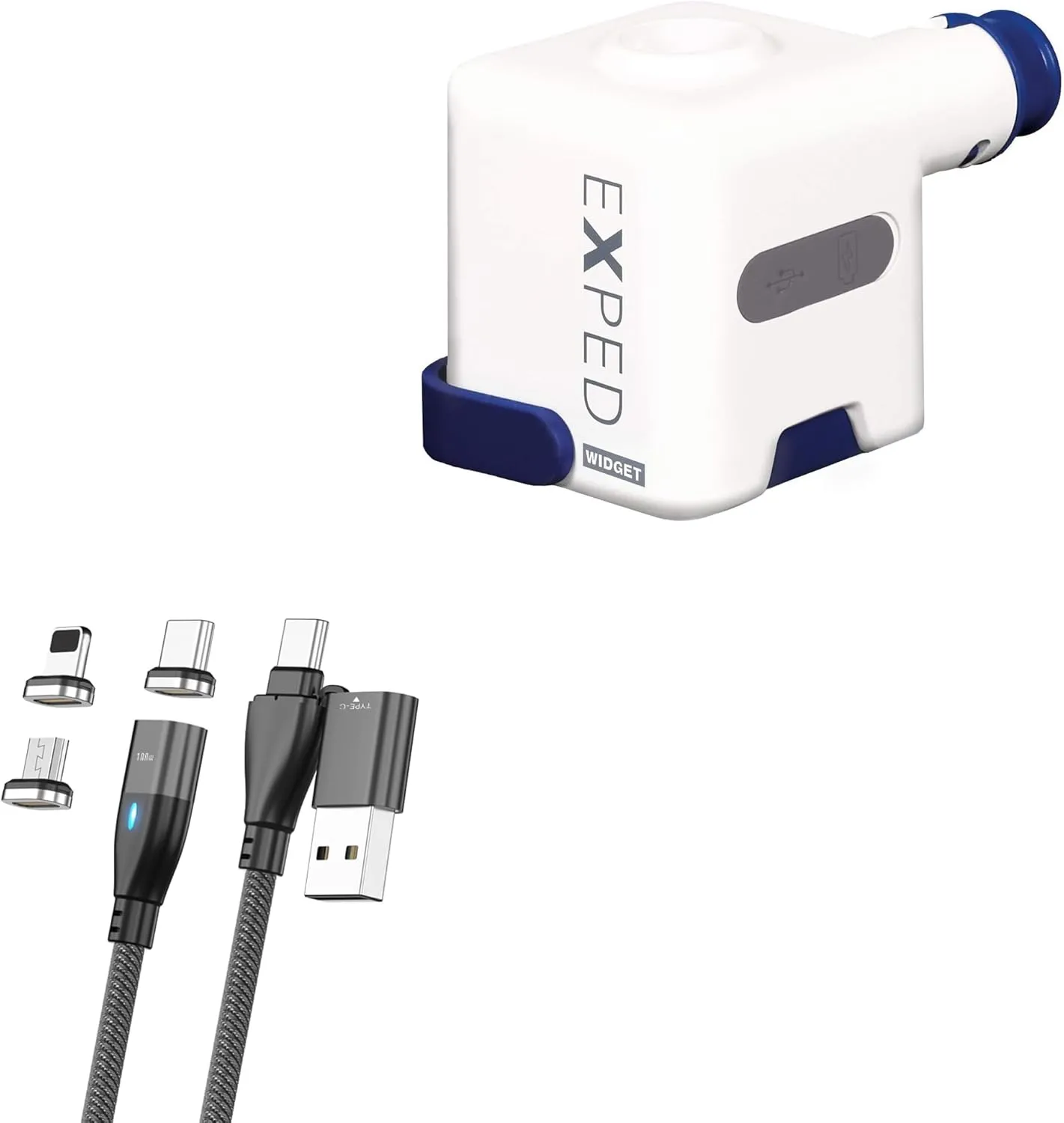 BoxWave Cable Compatible with Exped Widget Pump - MagnetoSnap PD AllCharge Cable (100W), Magnet Charging Braided USB Type-C Micro - Jet Black