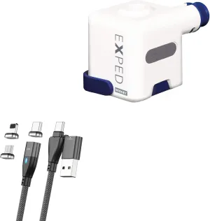 BoxWave Cable Compatible with Exped Widget Pump - MagnetoSnap PD AllCharge Cable (100W), Magnet Charging Braided USB Type-C Micro - Jet Black