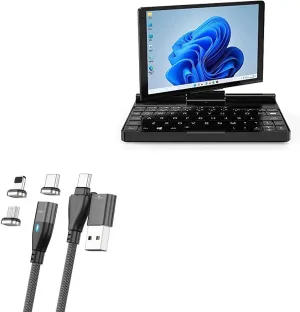 BoxWave Cable Compatible with GPD Pocket 3 - MagnetoSnap PD AllCharge Cable (100W), Magnet Charging Braided USB Type-C Micro - Jet Black