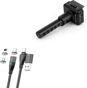 BoxWave Cable Compatible with IK Multimedia iRig Mic Video - MagnetoSnap PD AllCharge Cable (100W), Magnet Charging Braided USB Type-C Micro - Jet Black