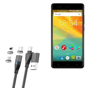 BoxWave Cable Compatible with Prestigio Grace - MagnetoSnap PD AllCharge Cable (100W), Magnet Charging Braided USB Type-C Micro - Jet Black