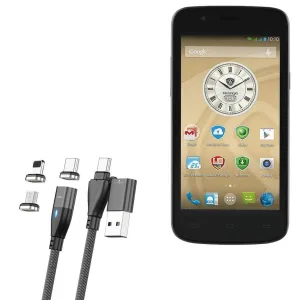 BoxWave Cable Compatible with Prestigio MultiPhone 5504 Duo - MagnetoSnap PD AllCharge Cable (100W), Magnet Charging Braided USB Type-C Micro - Jet Black