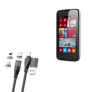 BoxWave Cable Compatible with Prestigio MultiPhone 8400 Duo - MagnetoSnap PD AllCharge Cable (100W), Magnet Charging Braided USB Type-C Micro - Jet Black