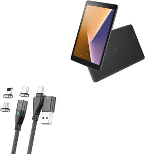 BoxWave Cable Compatible with Vodafone Smart Tab N8 - MagnetoSnap PD AllCharge Cable (100W), Magnet Charging Braided USB Type-C Micro - Jet Black