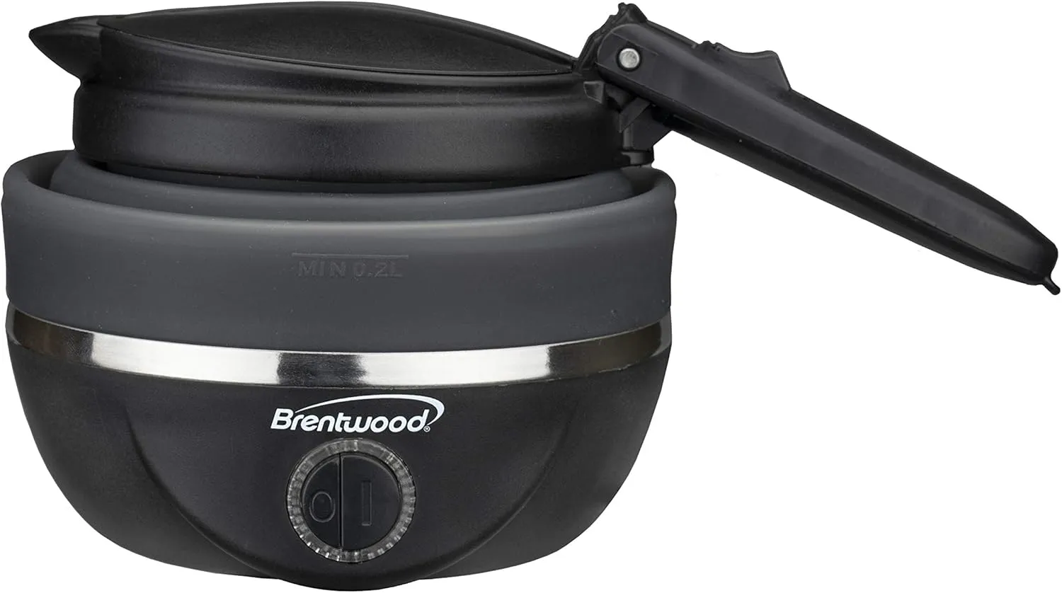 Brentwood Appliances KT-1508BK .85-Quart Dual-Voltage Collapsible-Travel Kettle (Black), 0.85Q