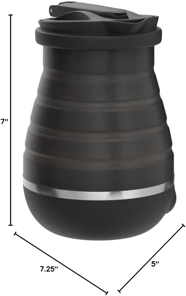 Brentwood Appliances KT-1508BK .85-Quart Dual-Voltage Collapsible-Travel Kettle (Black), 0.85Q