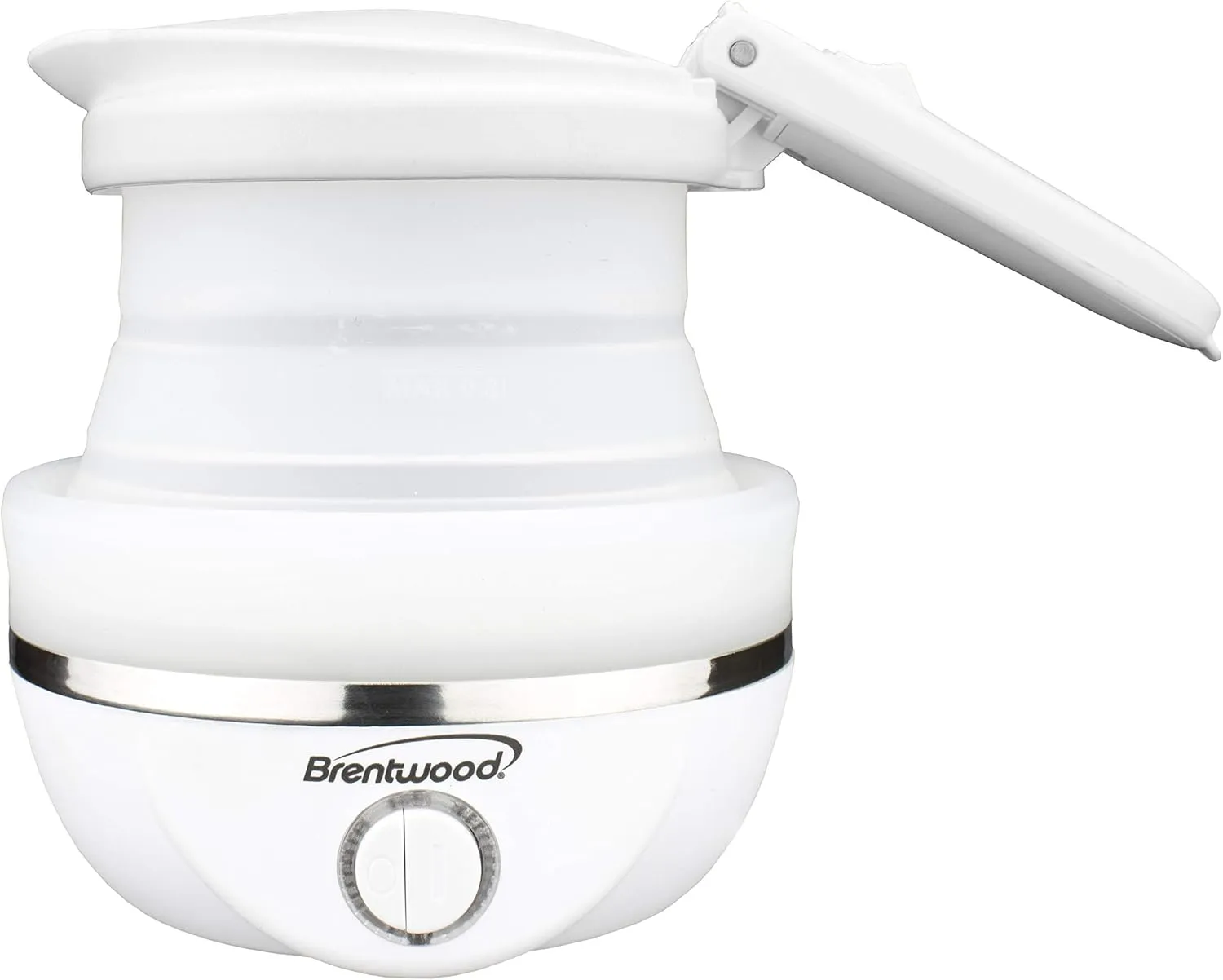 Brentwood KT-1508W Dual Voltage 120/220 Volt 0.8 Liter Collapsible-Travel Kettle, White