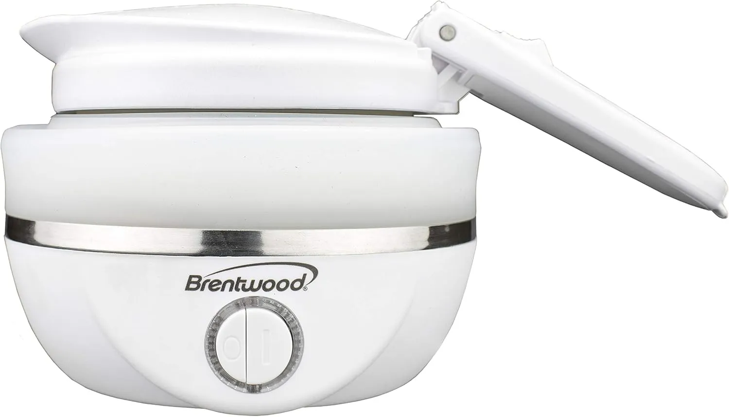 Brentwood KT-1508W Dual Voltage 120/220 Volt 0.8 Liter Collapsible-Travel Kettle, White