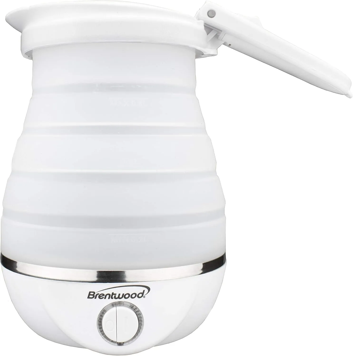 Brentwood KT-1508W Dual Voltage 120/220 Volt 0.8 Liter Collapsible-Travel Kettle, White