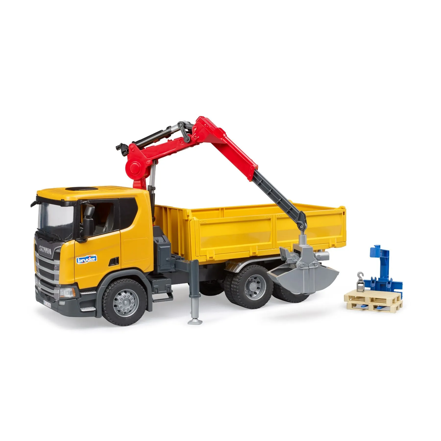 Bruder Scania Super 1:16 560R Contruction Truck With Crane & 2 Pallets