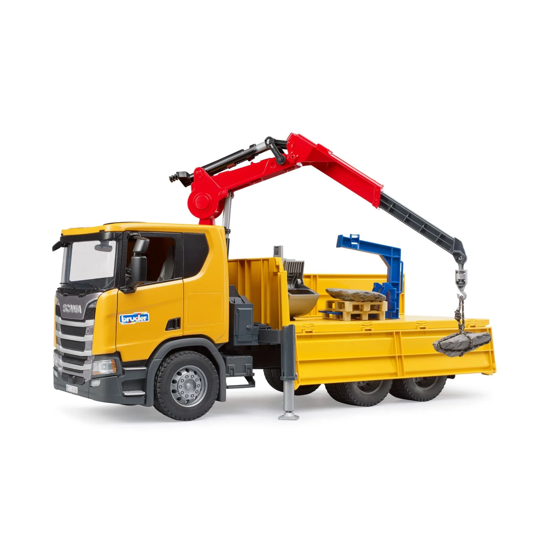 Bruder Scania Super 1:16 560R Contruction Truck With Crane & 2 Pallets
