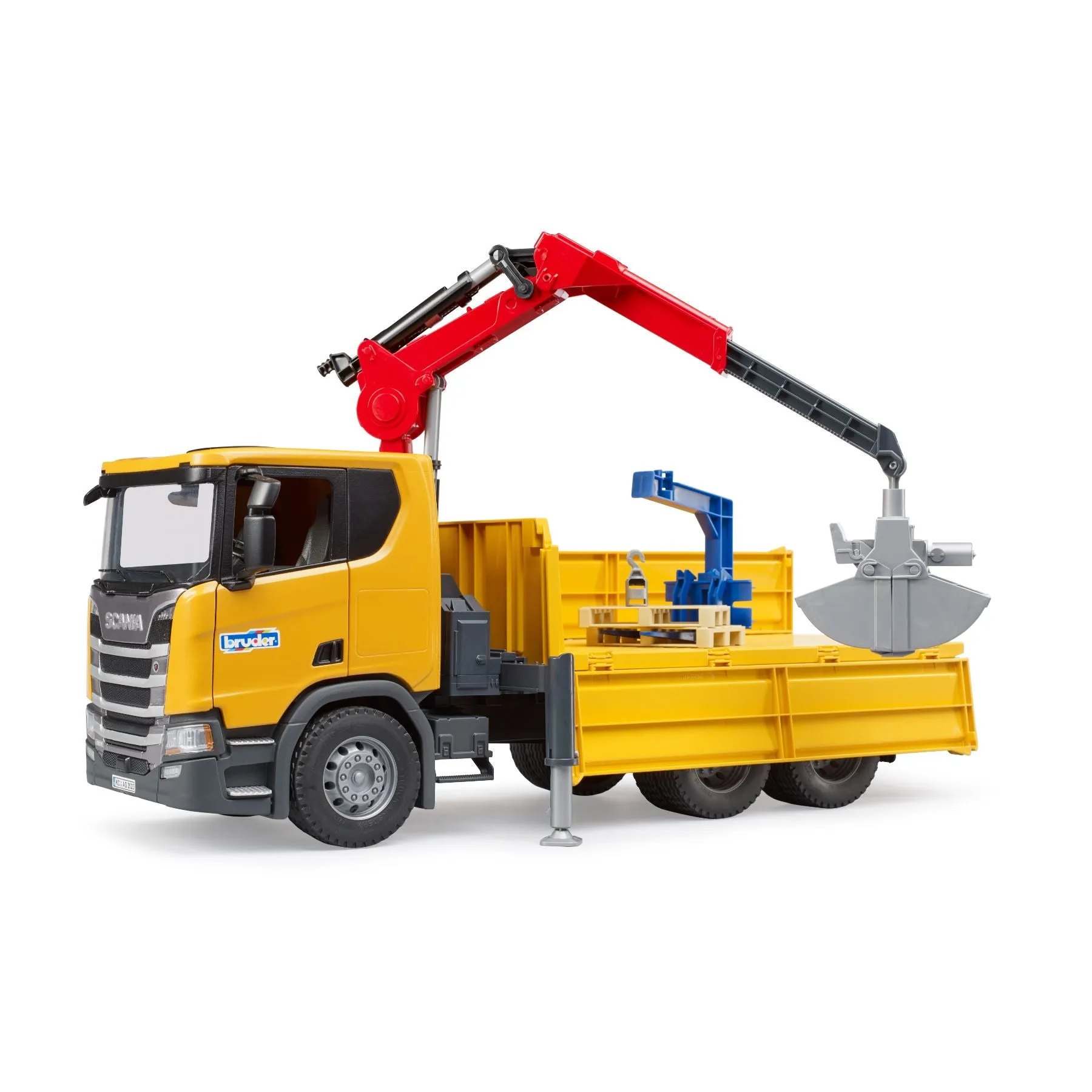 Bruder Scania Super 1:16 560R Contruction Truck With Crane & 2 Pallets