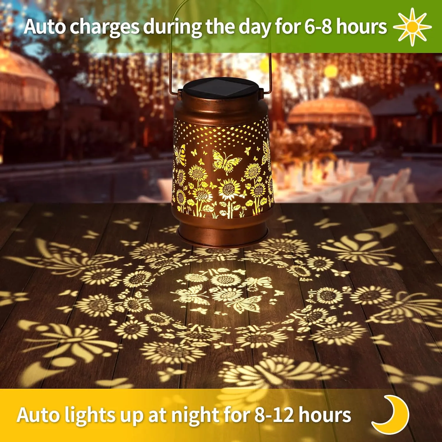 Butterfly Solar Lanterns Outdoor Waterproof Garden Decor Birthday Gifts for Women Mom Hanging Solar Lights Outdoor for Butterfly Gifts Patio Pathway Landscape Walkway Terrace Balcony Lawn Yard