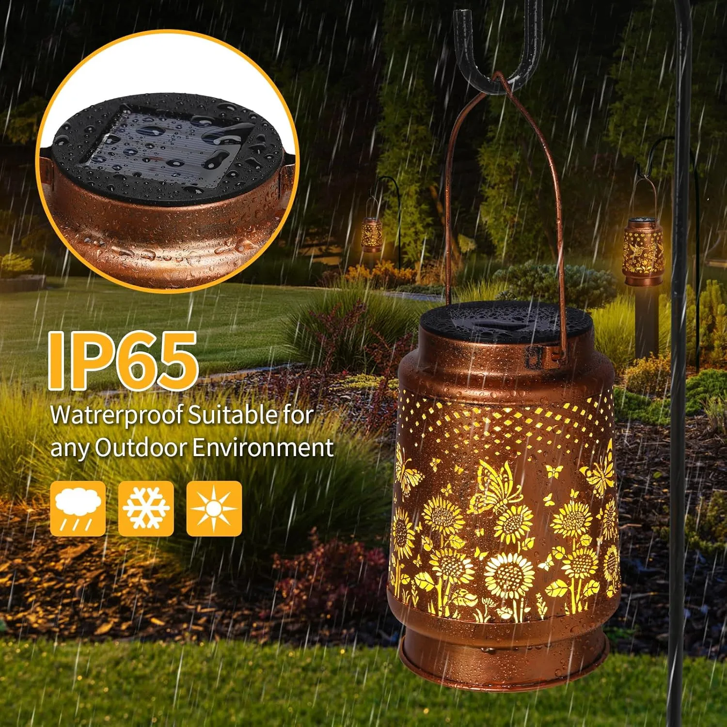 Butterfly Solar Lanterns Outdoor Waterproof Garden Decor Birthday Gifts for Women Mom Hanging Solar Lights Outdoor for Butterfly Gifts Patio Pathway Landscape Walkway Terrace Balcony Lawn Yard