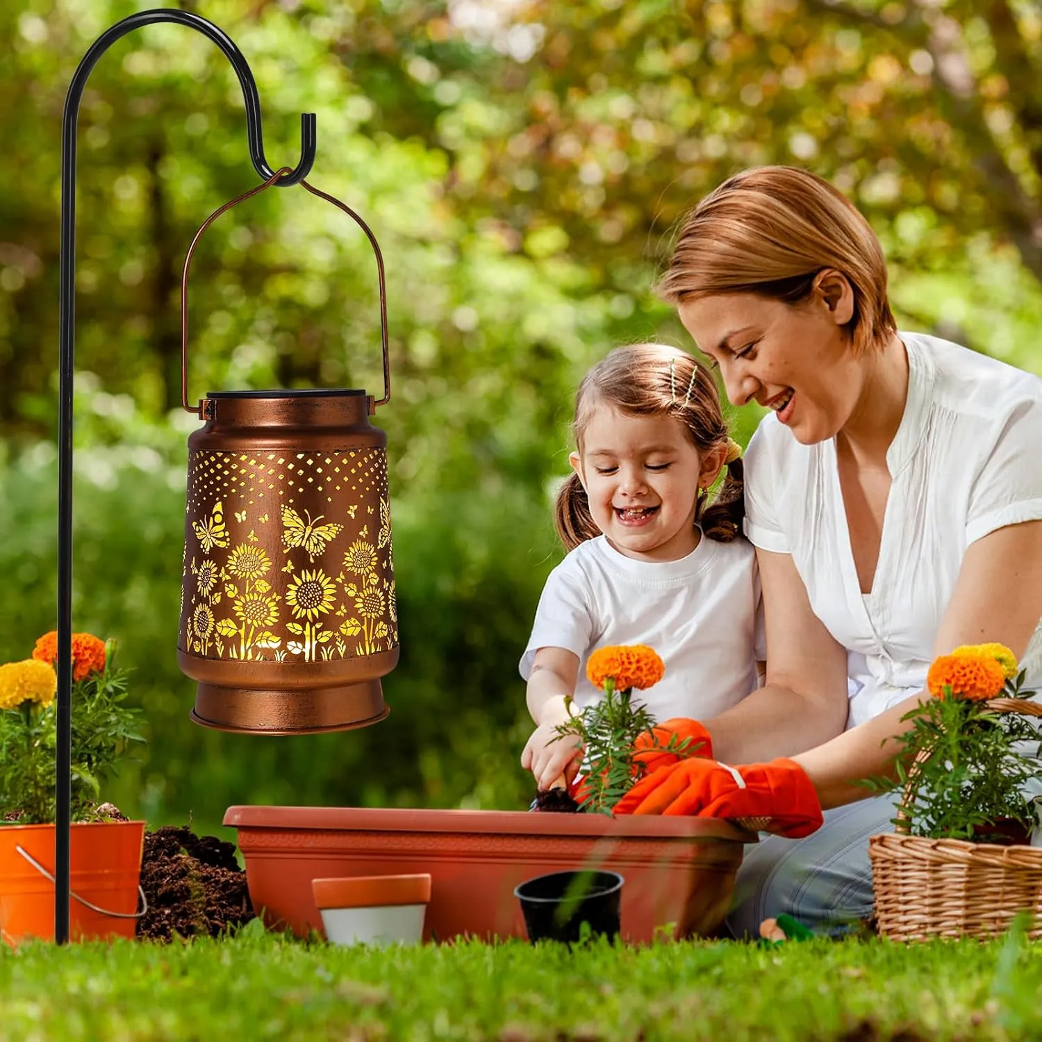 Butterfly Solar Lanterns Outdoor Waterproof Garden Decor Birthday Gifts for Women Mom Hanging Solar Lights Outdoor for Butterfly Gifts Patio Pathway Landscape Walkway Terrace Balcony Lawn Yard