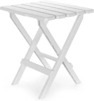 Camco 51685 White Regular Adirondack Portable Outdoor Folding Side Table, Perfect for The Beach, Camping, Picnics, Cookouts and More, Weatherproof and Rust Resistant