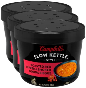 Campbell's Slow Kettle Style Roasted Red Pepper & Smoked Gouda Bisque, 15.5 oz. Tub (Pack of 3)