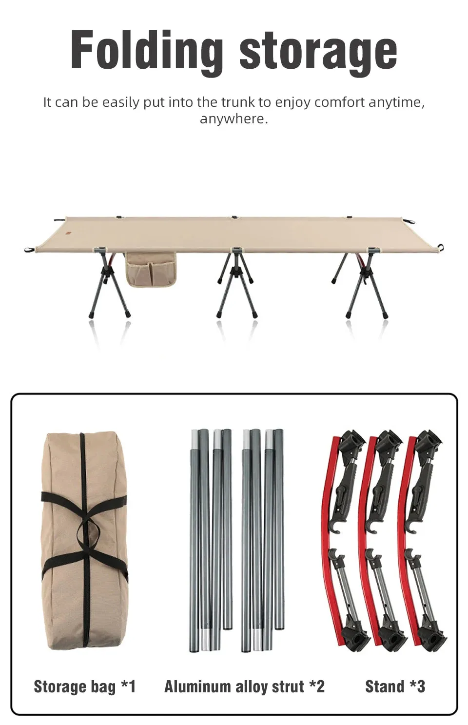 Camping Cot  Folding Camping Bed Portable Outdoor Bed
