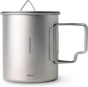 Camping Mug - Titanium, Single 12oz/350ml Camping Coffee Mug, Ultralight, Temperature Resistant, Eco-Friendly Metal, Foldable Handle, Backpacking, Outdoor, Hiking