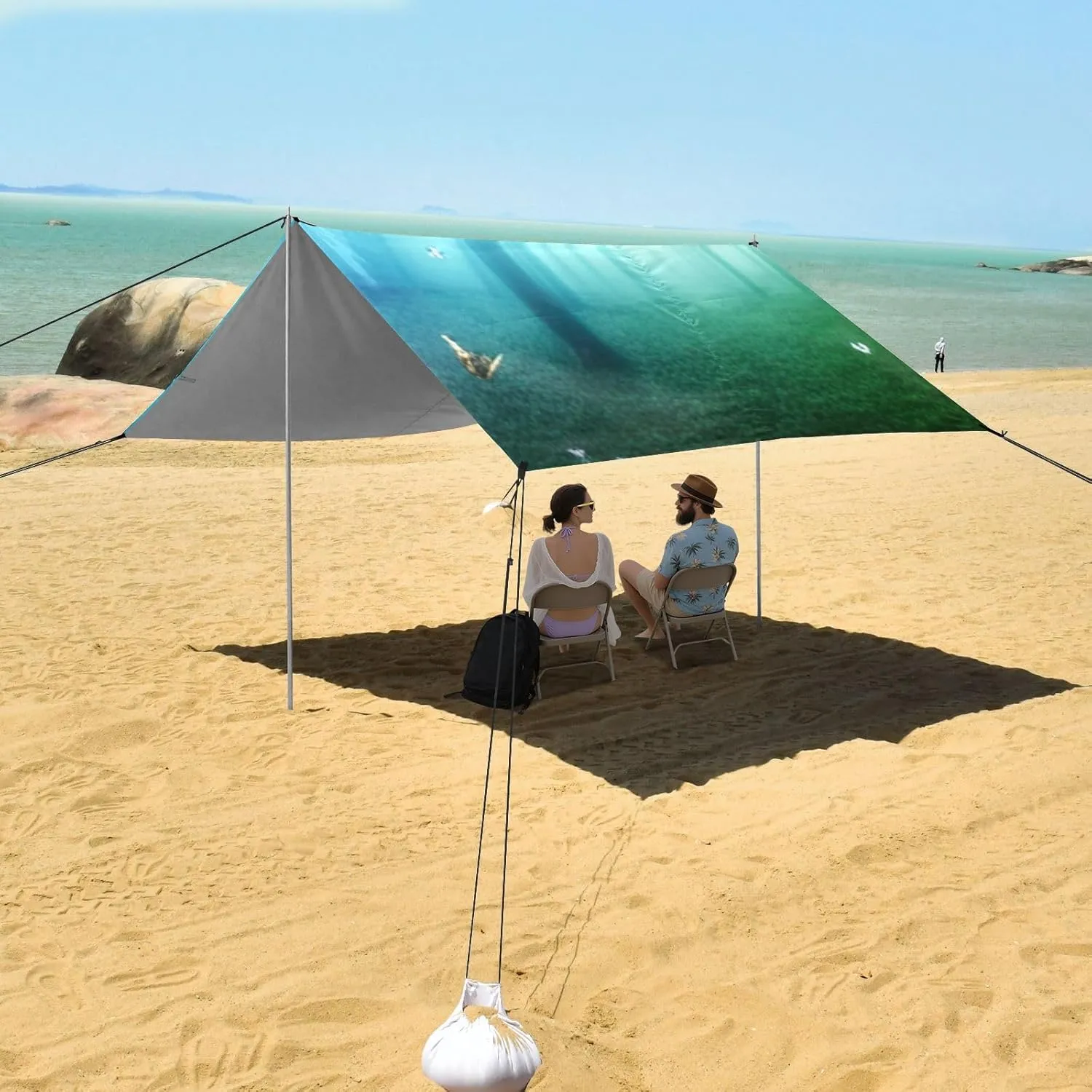 Canopy Beach Tent Outdoor Patio Sun Shade 9.2 × 10.5 FT Large Travel Camping Sun Shelter Floral Fairy Forest Butterflies Wind Sail Shade with Sandbags Anchor