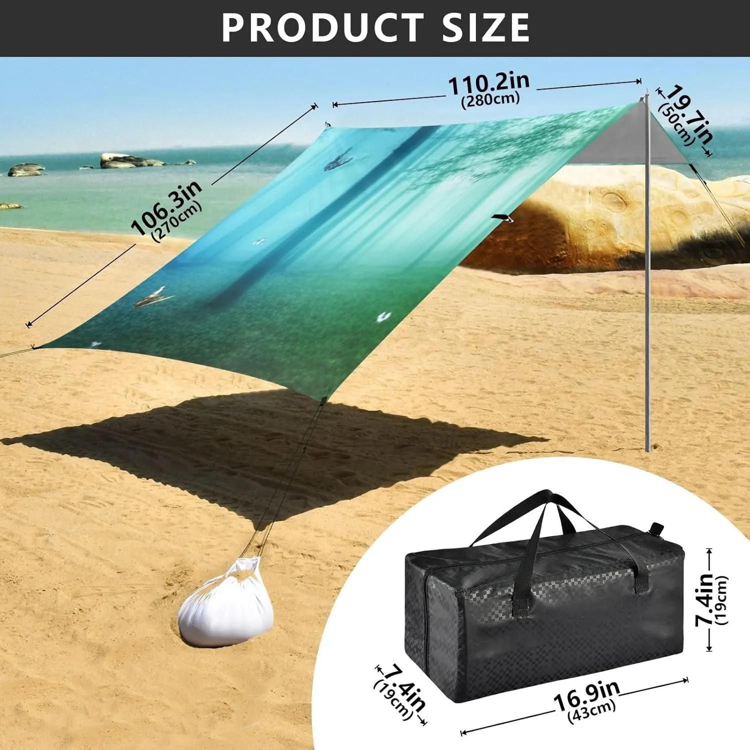 Canopy Beach Tent Outdoor Patio Sun Shade 9.2 × 10.5 FT Large Travel Camping Sun Shelter Floral Fairy Forest Butterflies Wind Sail Shade with Sandbags Anchor