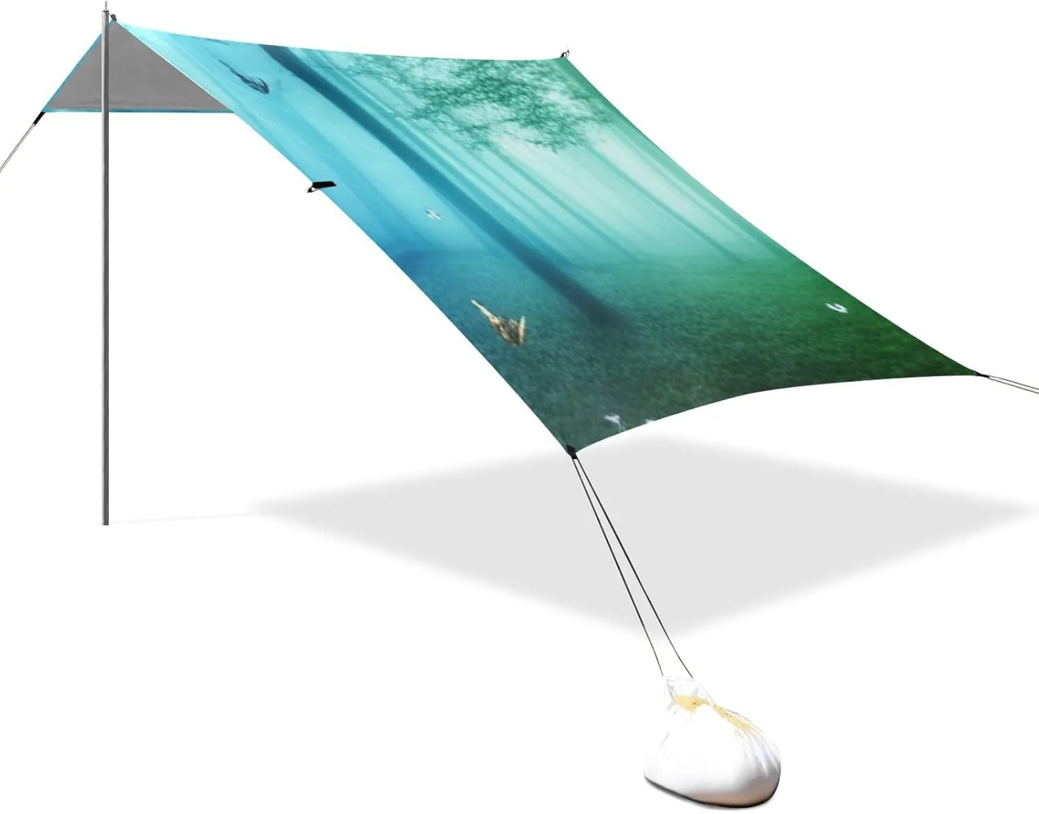 Canopy Beach Tent Outdoor Patio Sun Shade 9.2 × 10.5 FT Large Travel Camping Sun Shelter Floral Fairy Forest Butterflies Wind Sail Shade with Sandbags Anchor