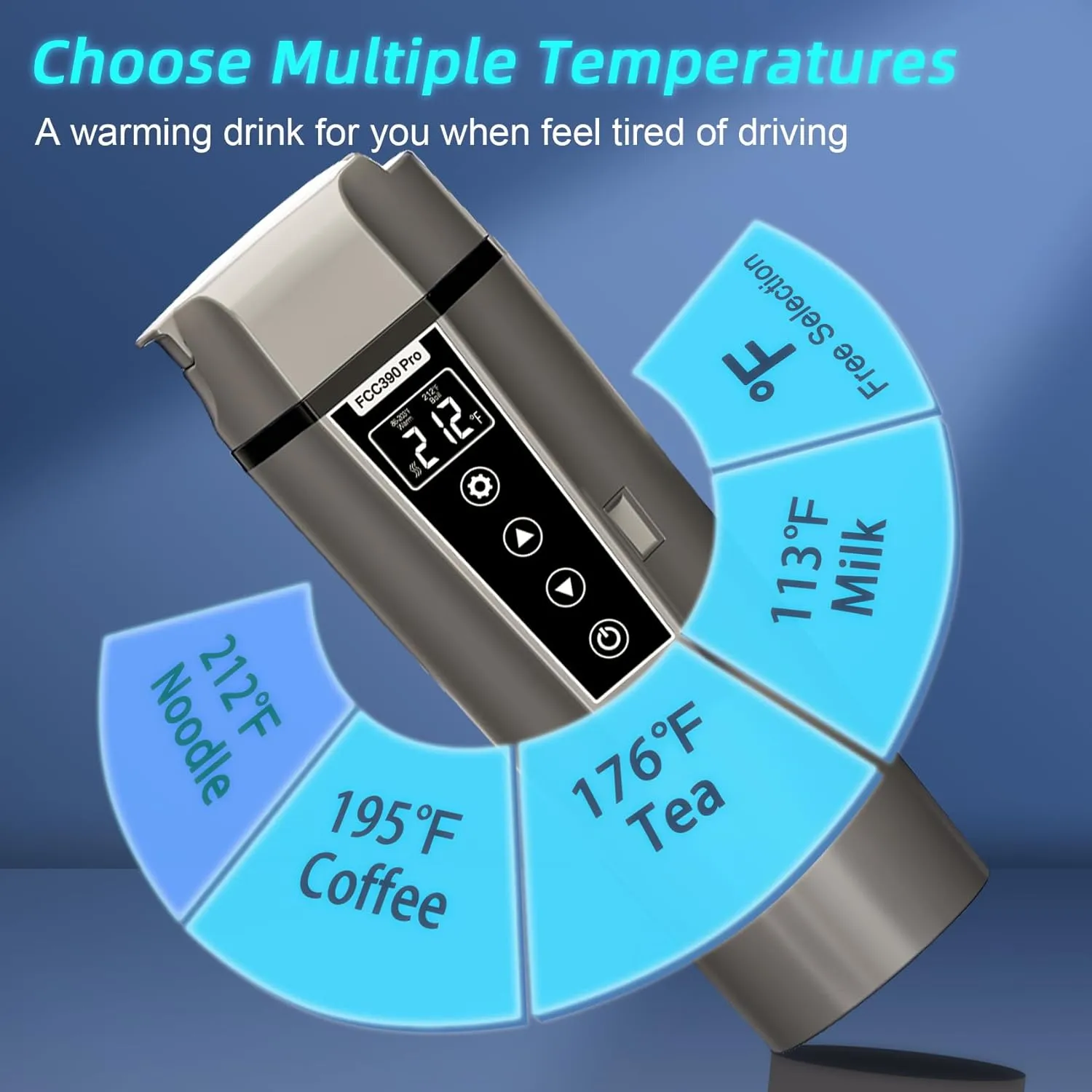 Car Electric Kettle: 12V/24V Portable Water Boiler Heated Travel Mug,Multiple Temperature Adjustable Coffee Tea Truck Cup with 304 Stainless Steel Dry Burn Protection & Handy Cup Bag (Taupe, 400 ML)