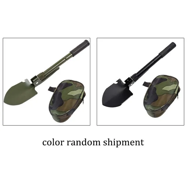 Carbon Steel 4 in 1 Multi-function Folding Shovel Outdoor Survival Camping Garden Tools Portable Military Foldable Spade HR