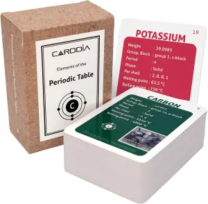 CARDDIA | Periodic Table Educational Flashcards | 118 Elements with Atomic Data, Color-Coded Categories & Bonus Periodic Table Sheet | Perfect for Science Learning