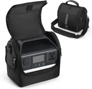 Carrying Case Compatible with Anker 521 Portable Power Station, Outdoor LiFePO4 Battery, Storage Bag with Shoulder Strap, Side Zipper, Two-Layer Pockets for Charging Cable and Accessories