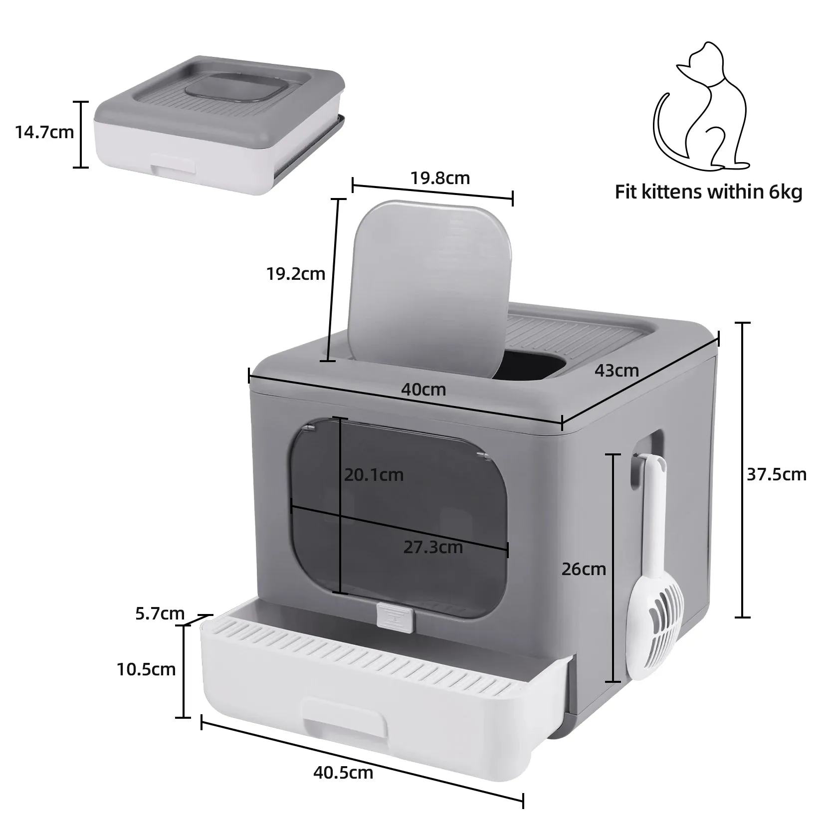 Cat Box with Litter Medium Large Price-conscious Scoop Cat and High-tech Foldable Cats Litter Top Entry Drawer Litter Box for