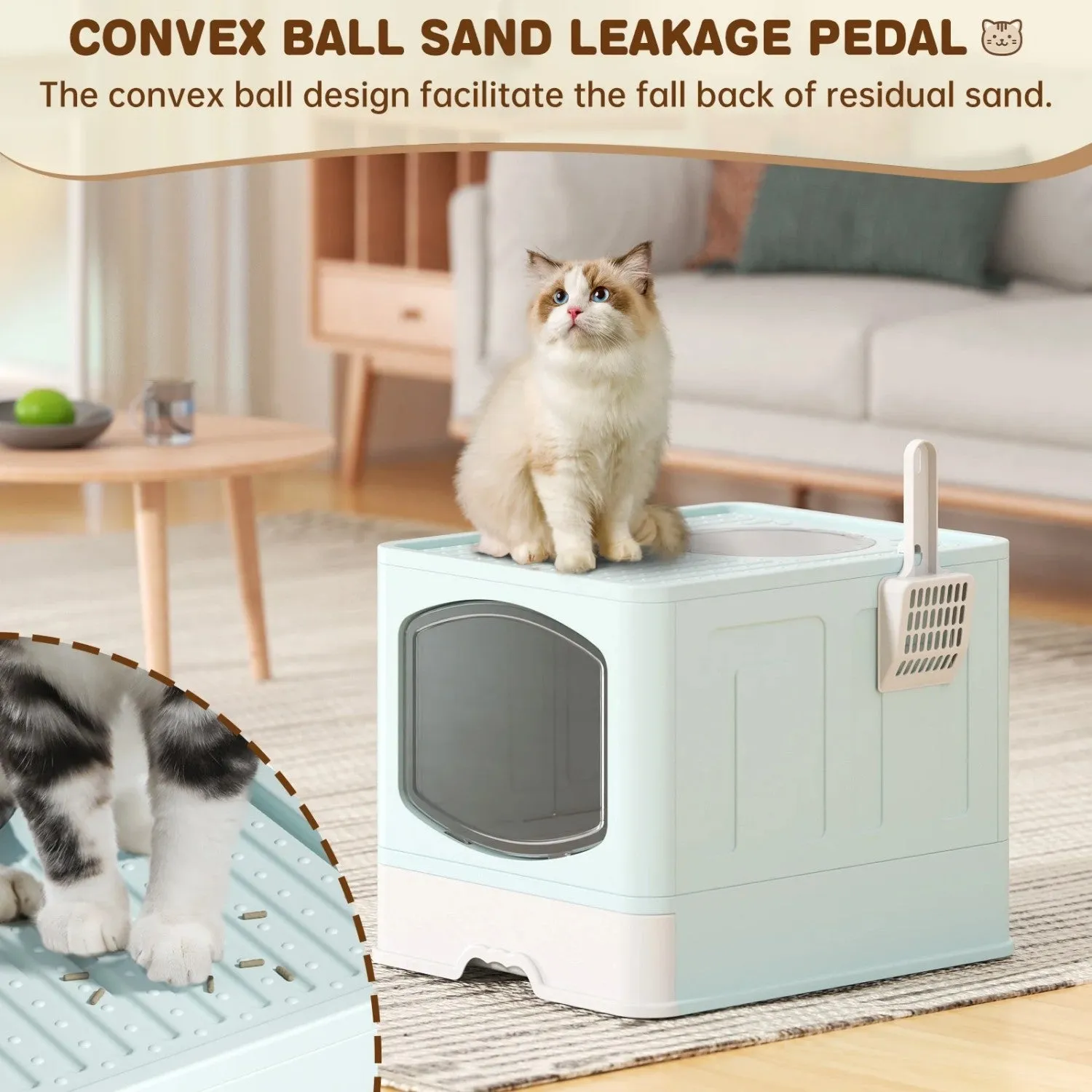 cat litter scoop, foldable High-value blue litter Extra-large Huge savings with box LunaLulinlk