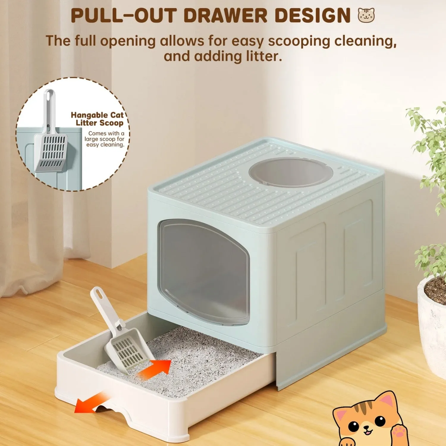 cat litter scoop, foldable High-value blue litter Extra-large Huge savings with box LunaLulinlk