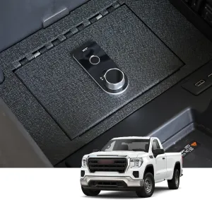 Center Console Gun Safe - Console Gun Vault Compatible with Chevy Silverado 1500/GMC Sierra 1500 2023-2025, FIT 2022 Refreshed Model (Fingerprint Lock with Key)