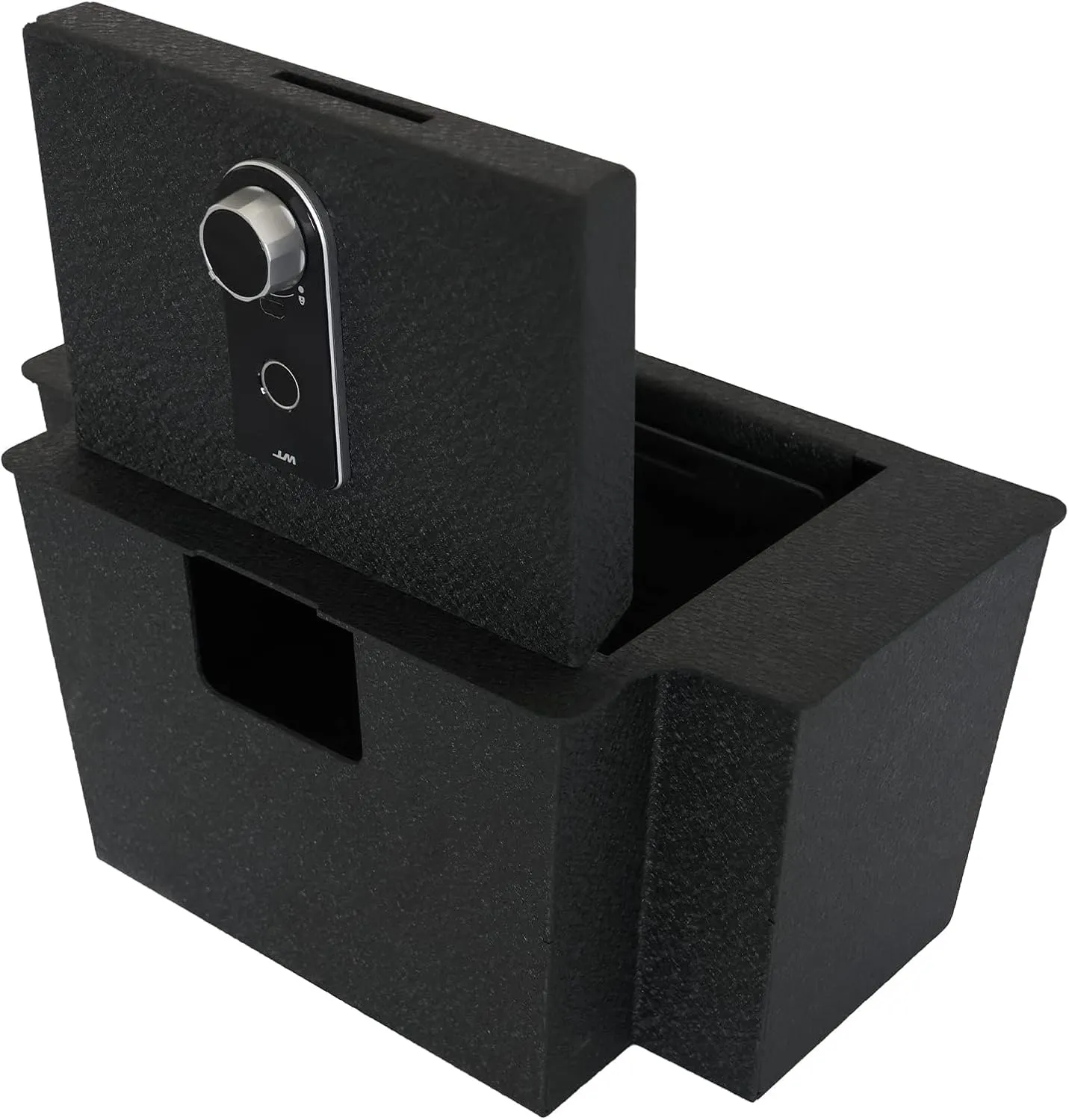 Center Console Gun Safe - Console Gun Vault Compatible with Chevy Silverado 1500/GMC Sierra 1500 2023-2025, FIT 2022 Refreshed Model (Fingerprint Lock with Key)