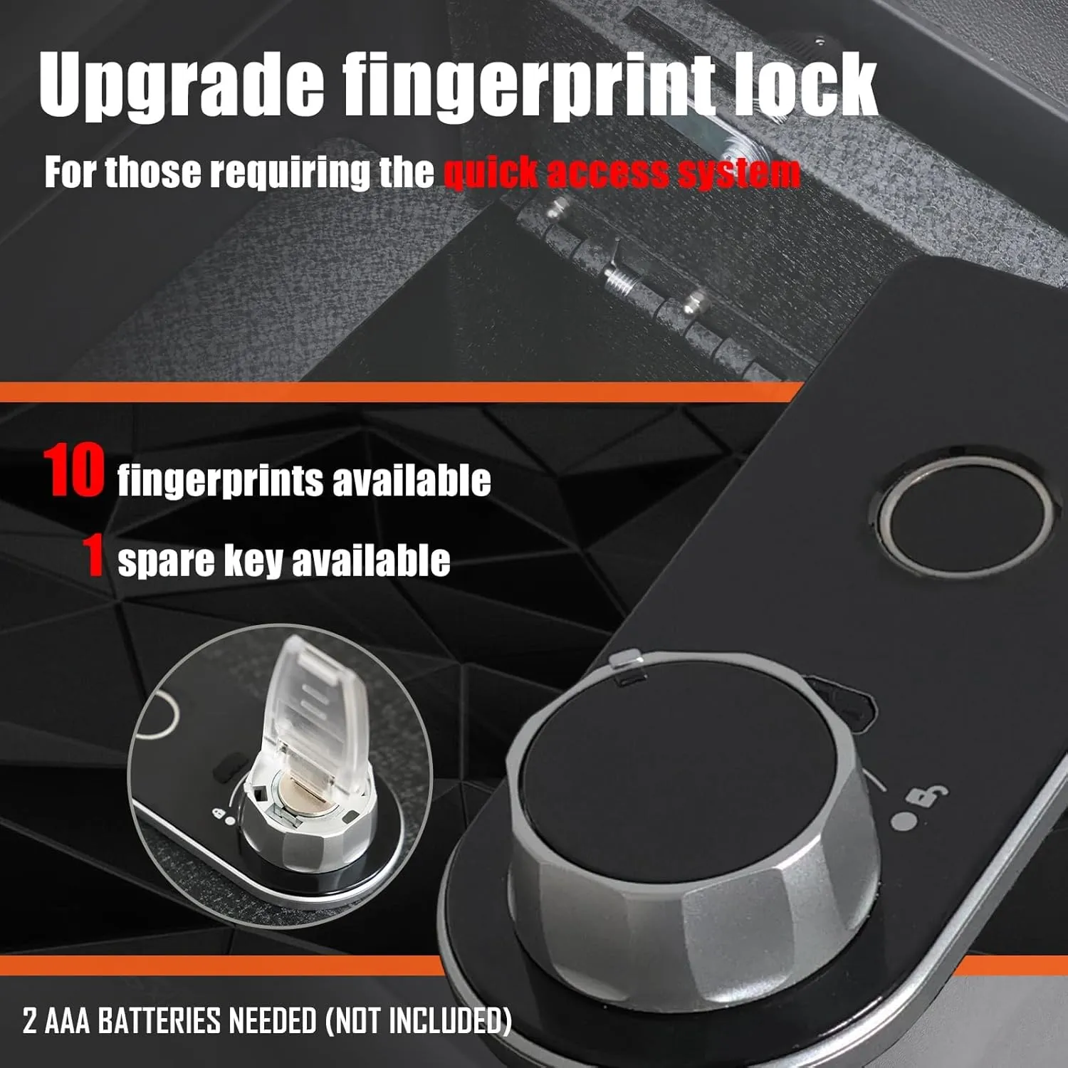 Center Console Gun Safe - Console Gun Vault Compatible with Dodge Ram 1500/2500/3500 2009-2018, Except Classic and TRX, Fingerprint Lock with Backup Key.