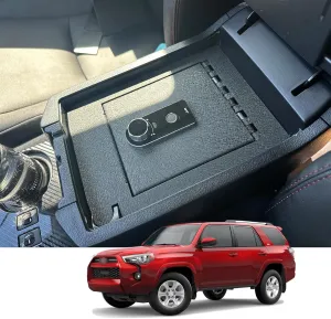 Center Console Gun Safe - Console Gun Vault Compatible with Toyota 4Runner 2010-2024, Fingerprint Lock with Backup Key.