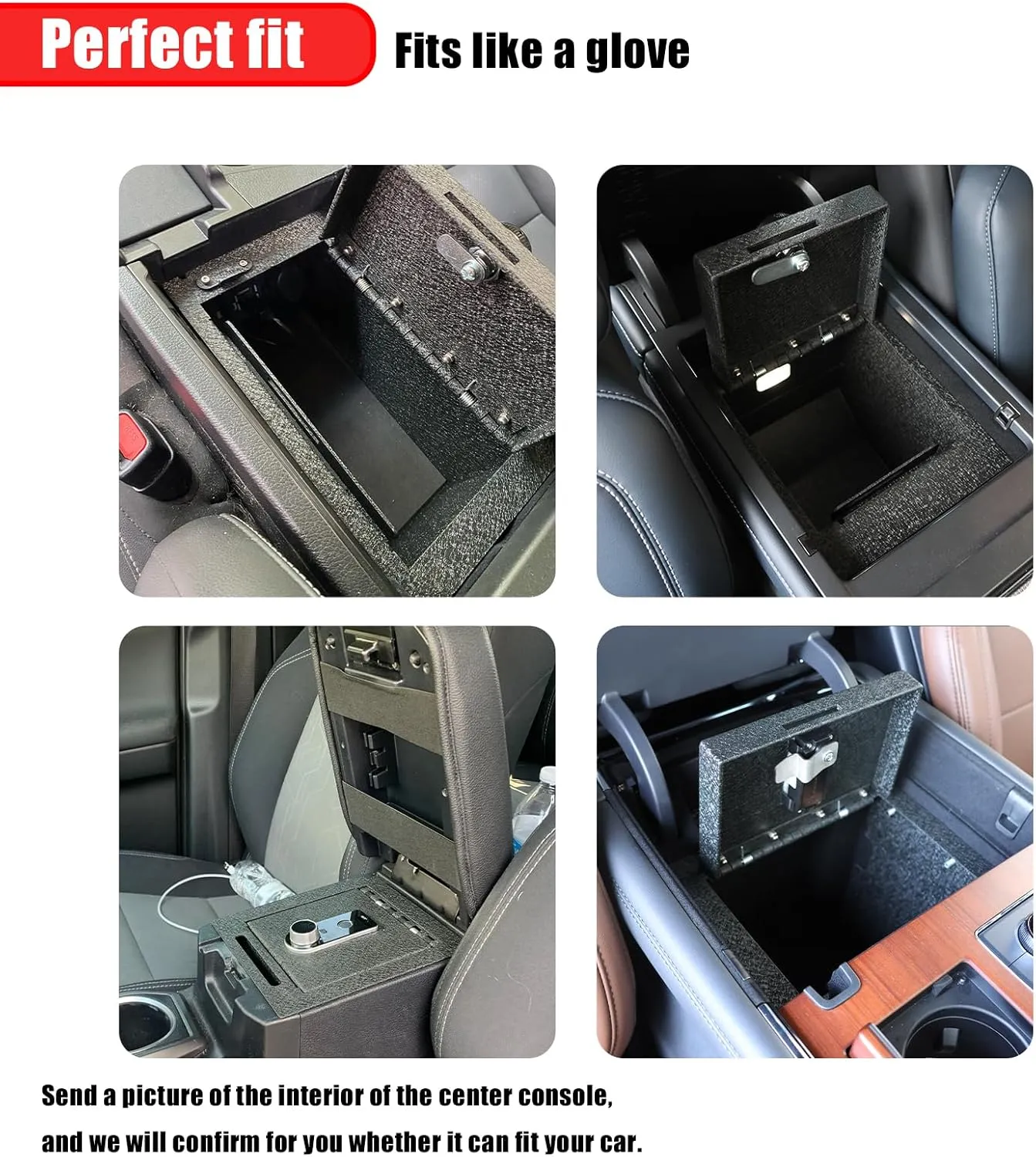 Center Console Gun Safe Vault - TUOJUE Vehicle Safe Vault Compatible with Ford Ranger 2019-2023, Anti-Theft High Security Armrest Lock Box with Biometric Fingerprint Lock with Backup Key.
