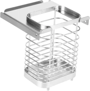 Chopsticks Cage Storage Basket for IGT Camping Table Ventilation Flatware Drying Rack Chopsticks Holder for Yard Barbecue, Silver
