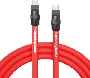 chubbycable Two-Color Chubby - 240W Silicone USB C Cable Extra Thick Fast Charging Cable Phone Tablet Charger Cord, Red Black, Type-C to Type-C, 6.6FT
