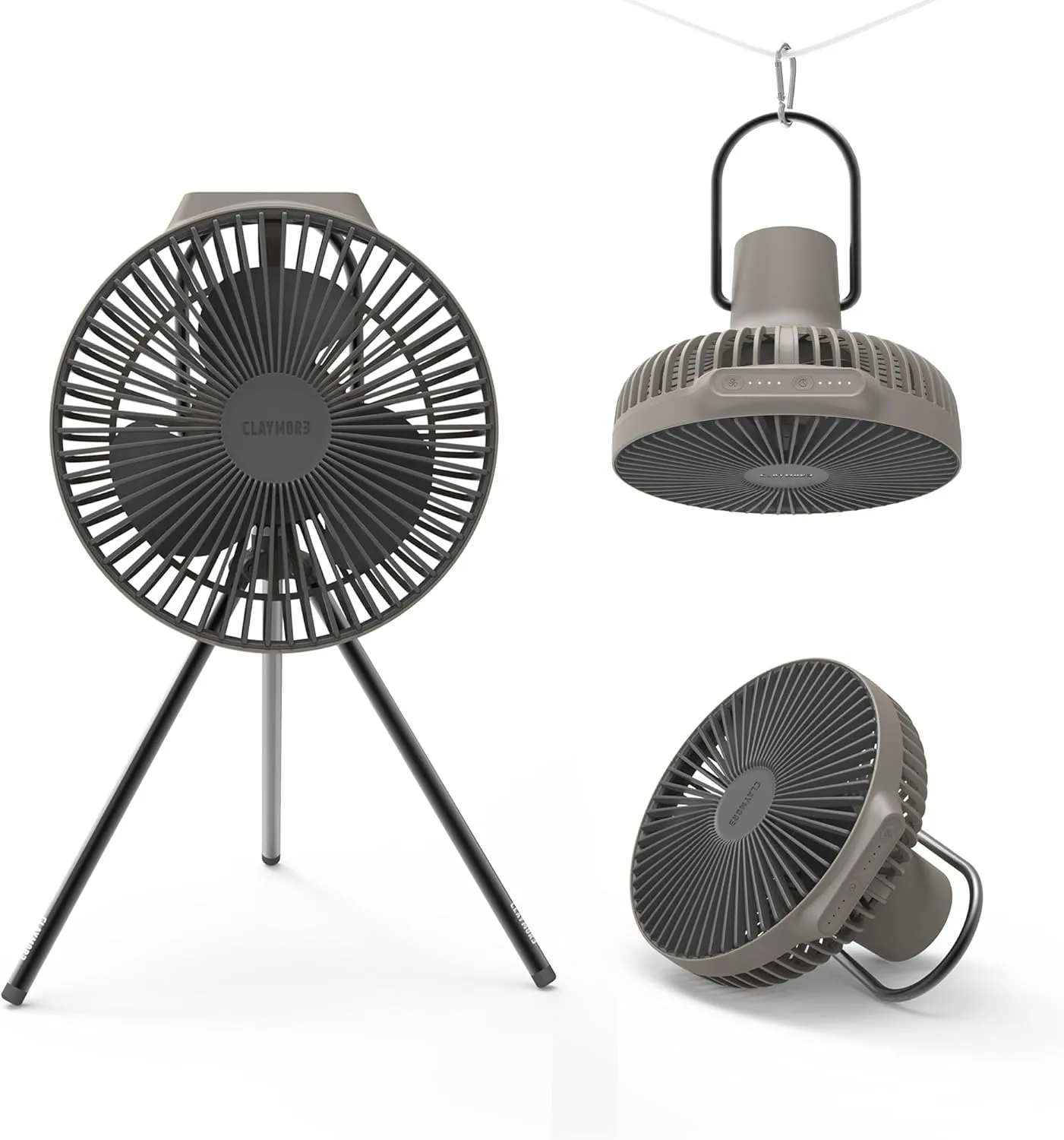 Claymore Portable Fan V600  (Warm Gray) - Portable, Airflow for Outdoors Use & Indoor Living Room, Desk, Table Fan. Super Quiet, USB-C Charging, Long-Lasting Battery, Includes Storage Case.