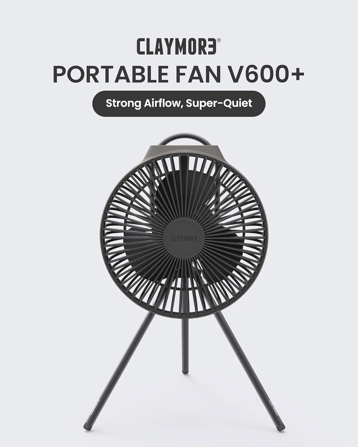 Claymore Portable Fan V600  (Warm Gray) - Portable, Airflow for Outdoors Use & Indoor Living Room, Desk, Table Fan. Super Quiet, USB-C Charging, Long-Lasting Battery, Includes Storage Case.