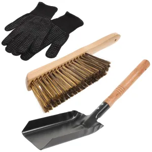 Cleaning Gloves Gloves Hearth Brush Set Fireplace Cleaning Brush Stove Coals Hearth Cleaning Kit Grill BBQ Glove